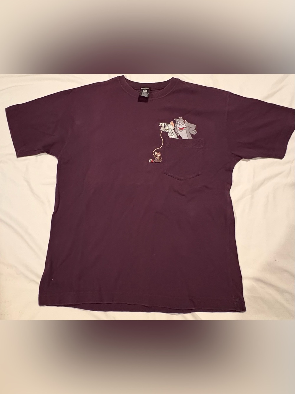 Vtg 1997 Warner Bros Embroidered Tom & Jerry Spike Pocket Size: X-Small